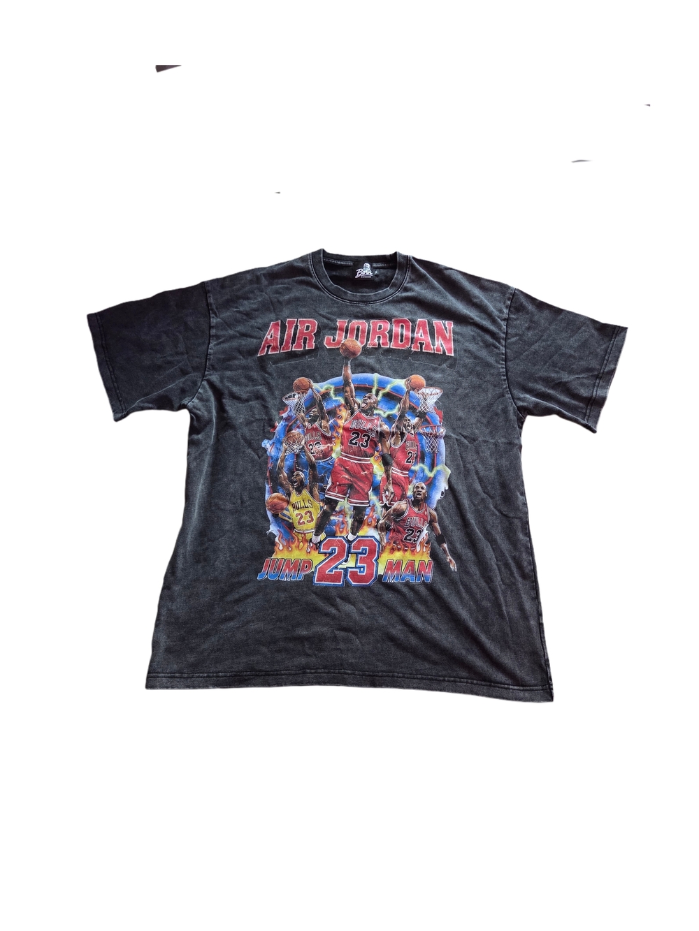 Air Jordan Graphic Tee - Black with Red/Blue Accents